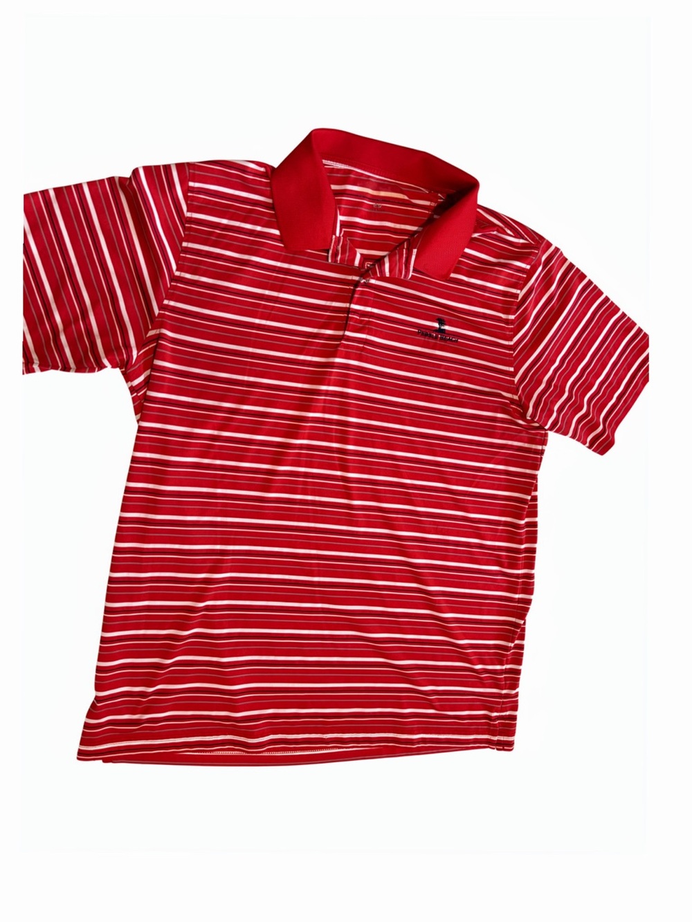 Golfer Red Striped Polo Shirt - Lightweight Short Sleeve